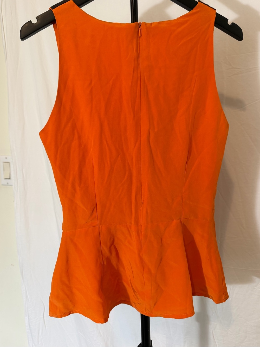 Eva Franco Orange Sleeveless Bow Accent Peplum Blouse Top Size 6 - Picture 7 of 11